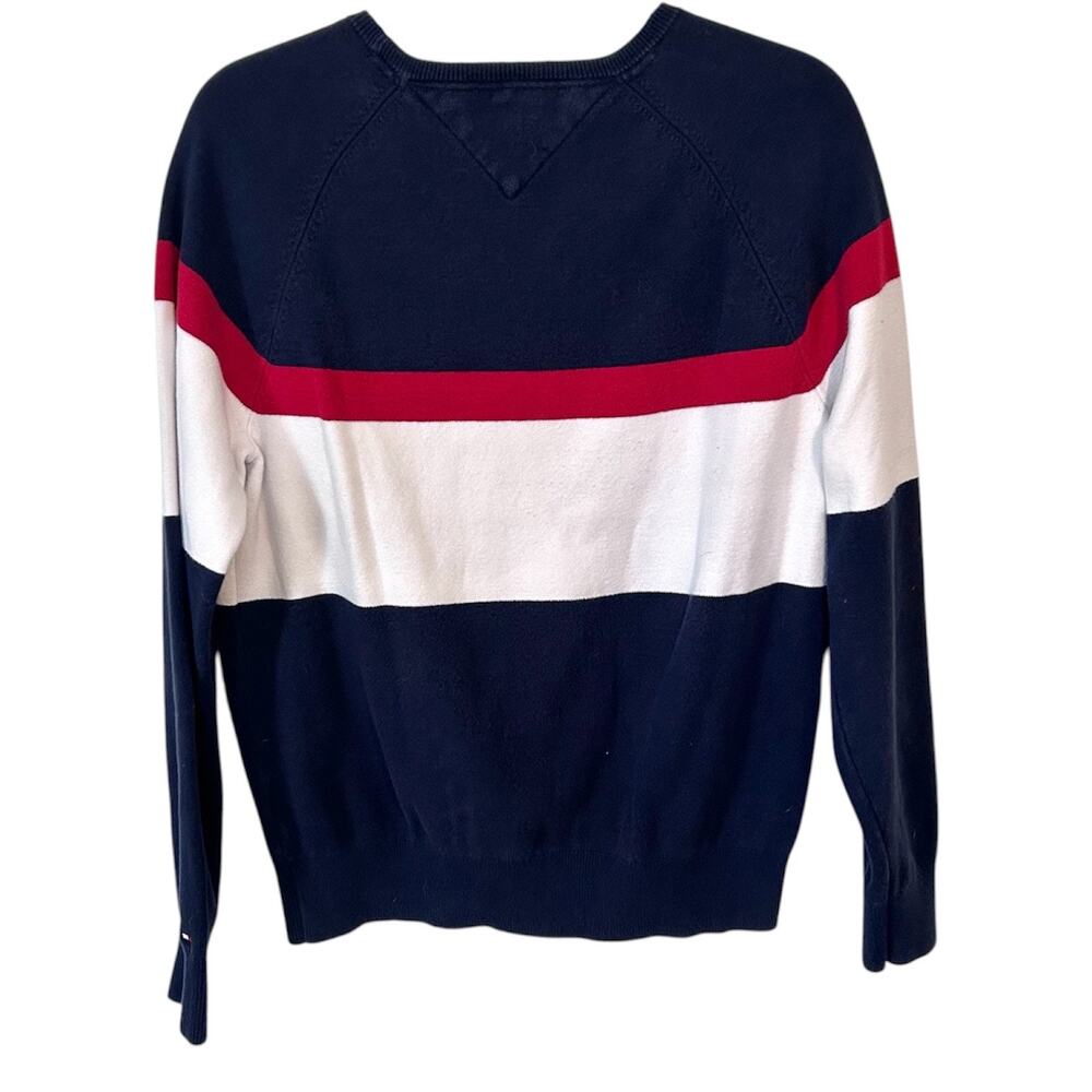 Men’s Tommy Hilfiger Crew Neck Mid-weight Cotton Color Block Americana Sweater - Picture 2 of 11